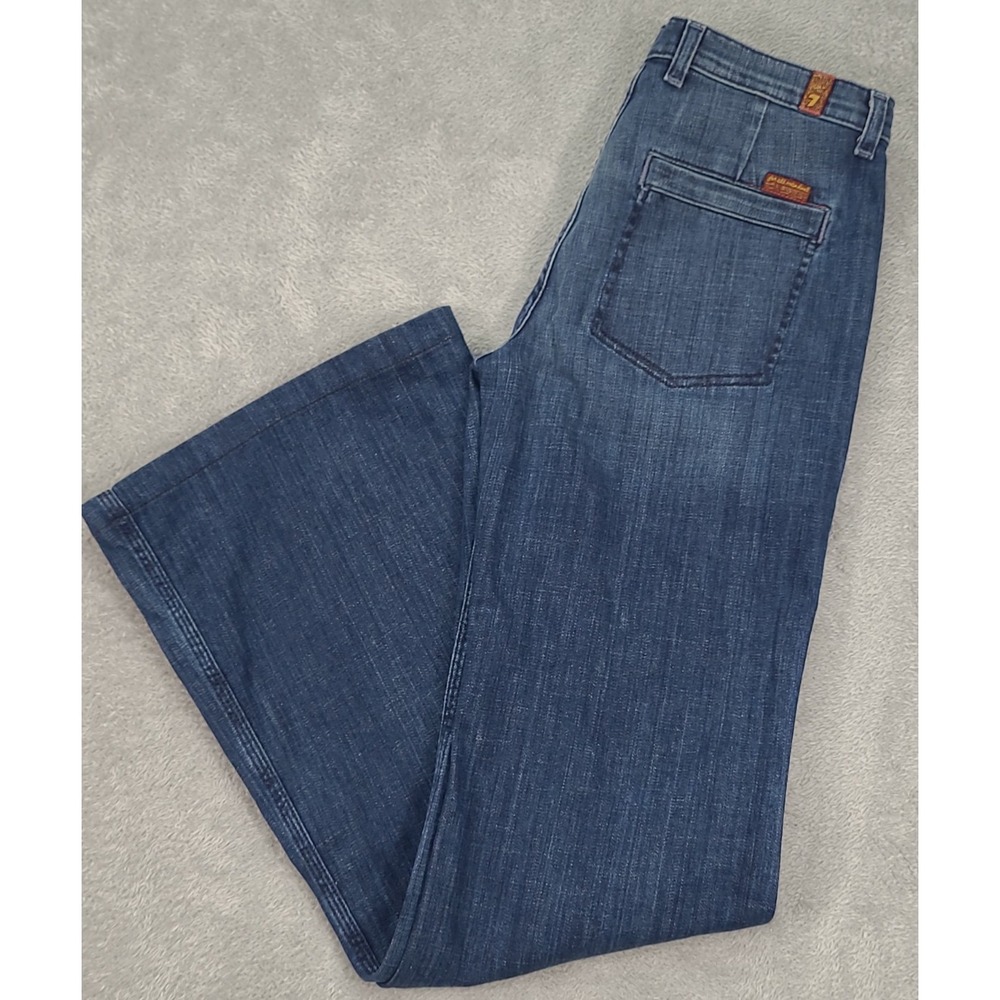 7 For All Mankind Wide Leg Bell Bottom Jeans Womens‎ Sz 27